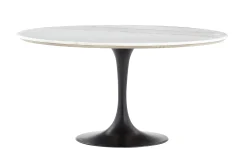 Flamant Aboah, Eettafel, Rond, Wit Marmer, 145 Cm