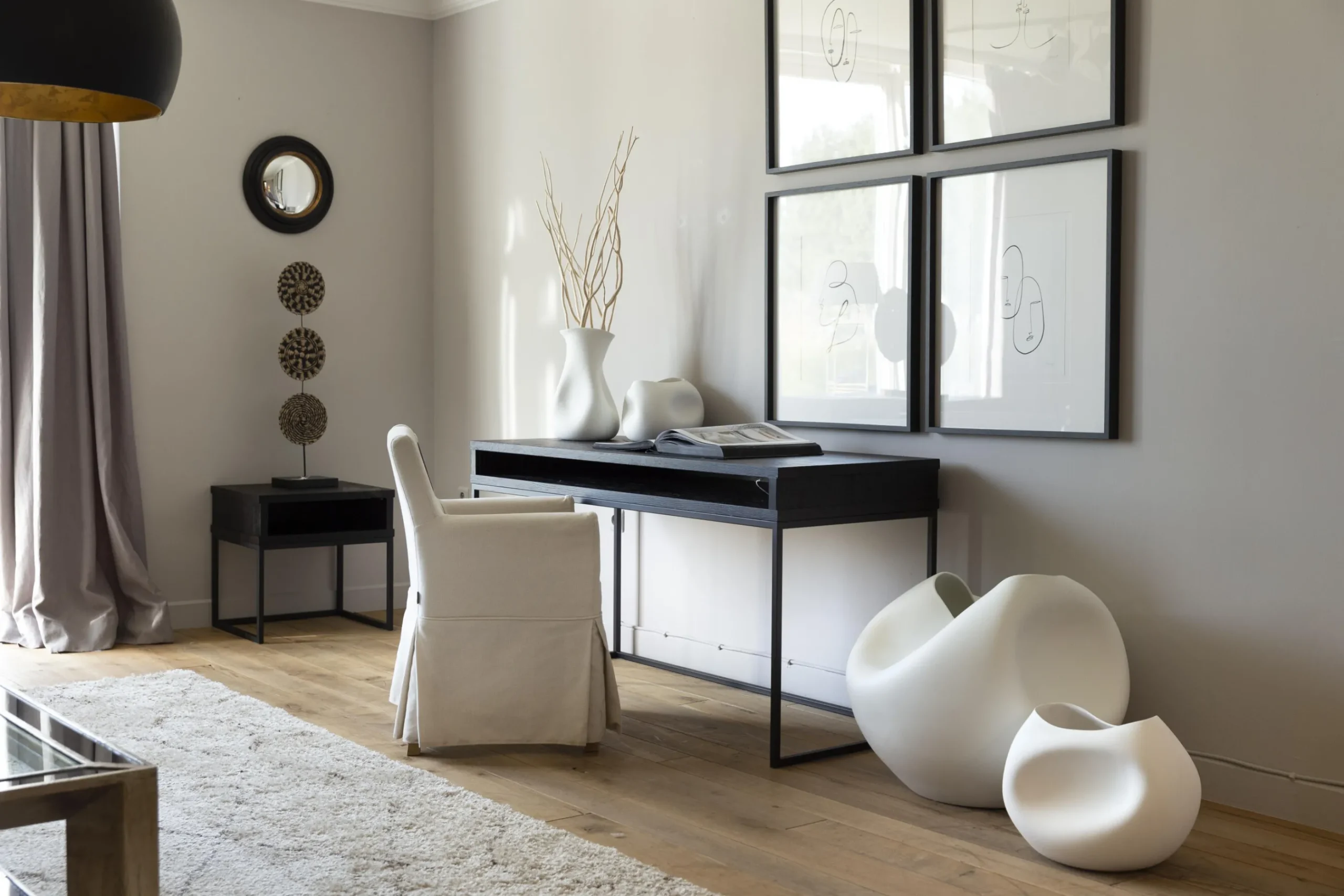 Flamant Armand, Bureau, Zwart Eiken En Metaal