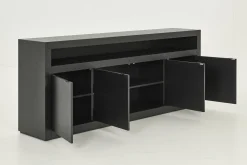 Flamant Bjorn, Dressoir, Zwart, 4 Deurs, Met Dimbare Led-Verlichting