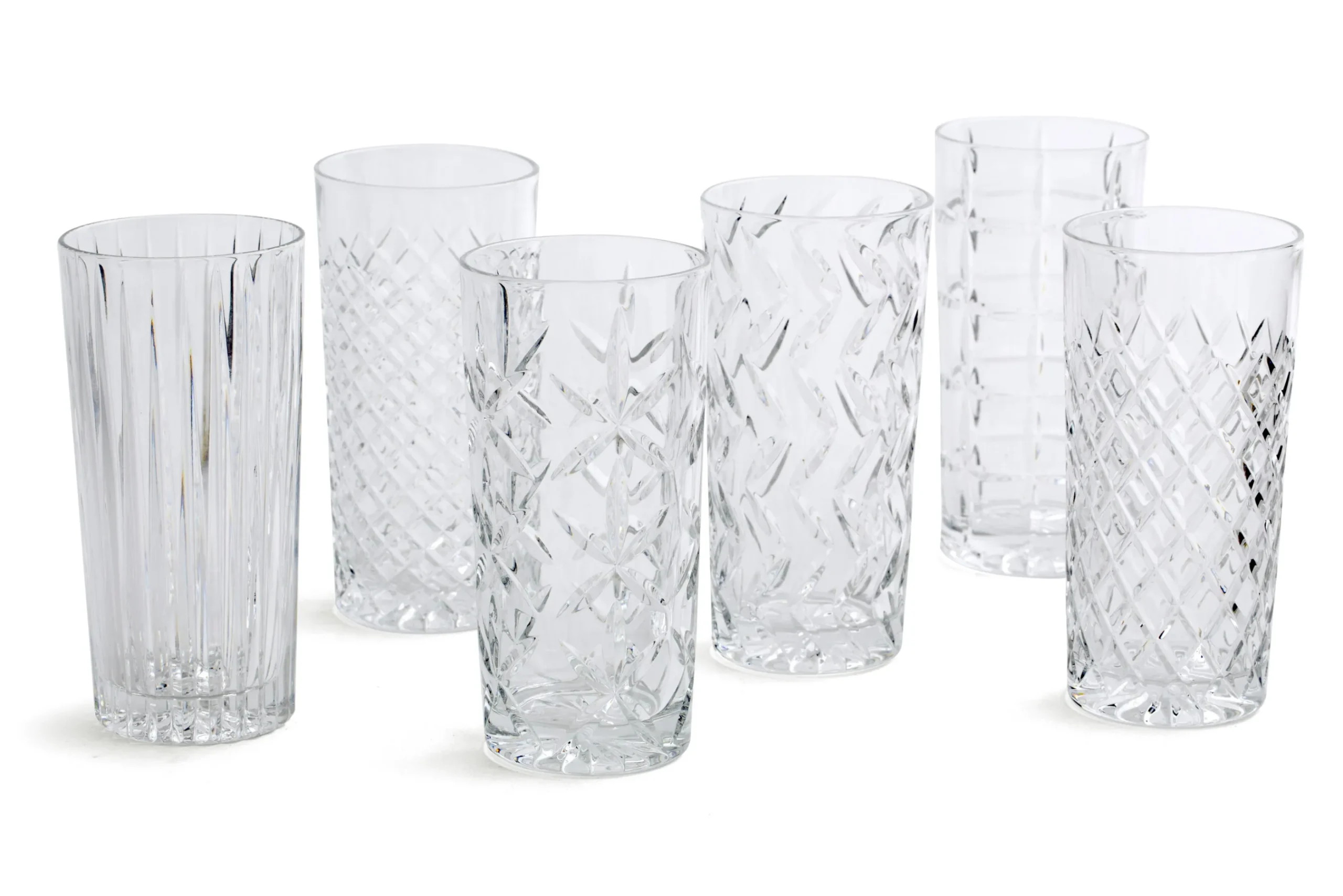 Flamant Bogart, Hoog Glas, Handgeslepen, Set Van 6