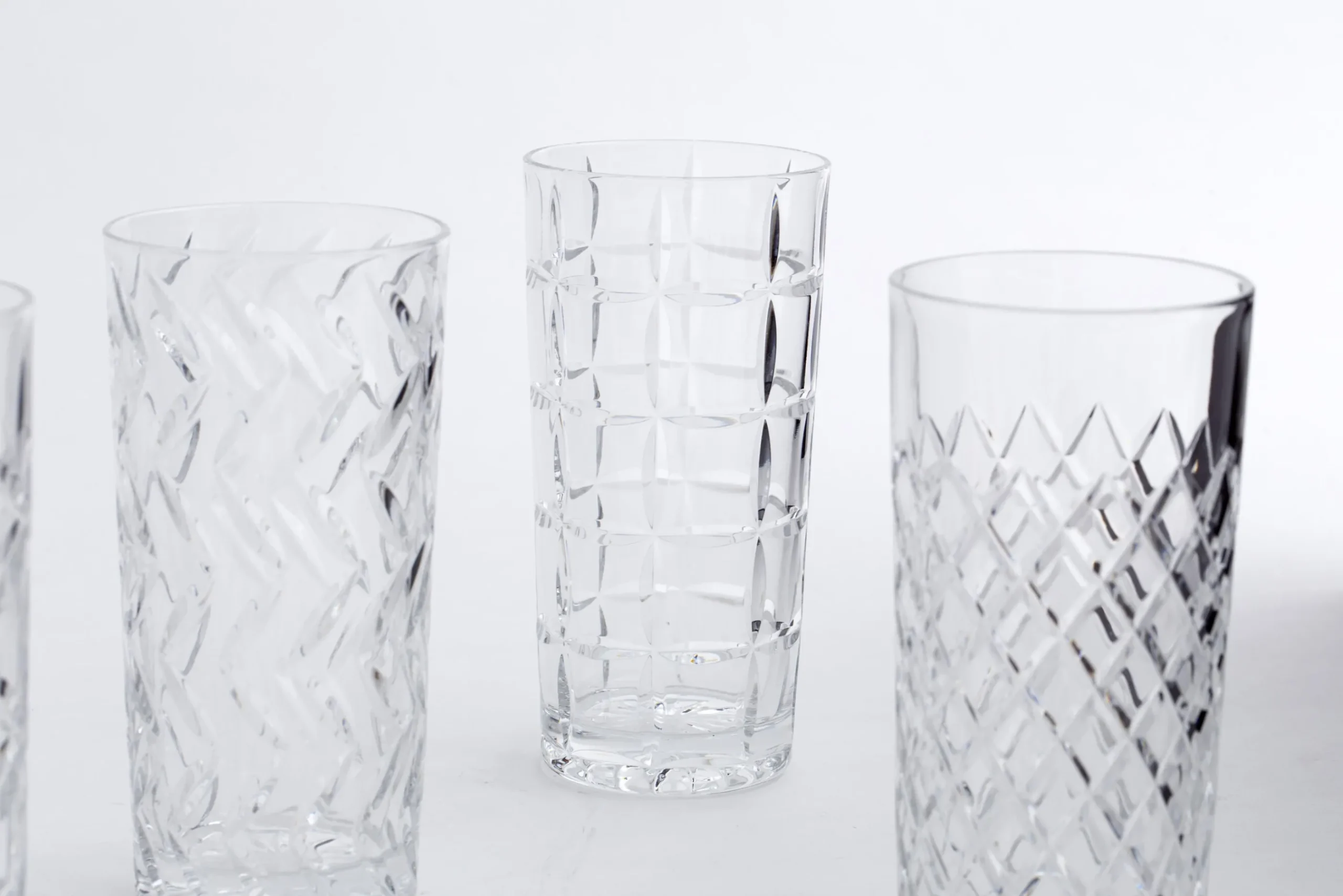 Flamant Bogart, Hoog Glas, Handgeslepen, Set Van 6