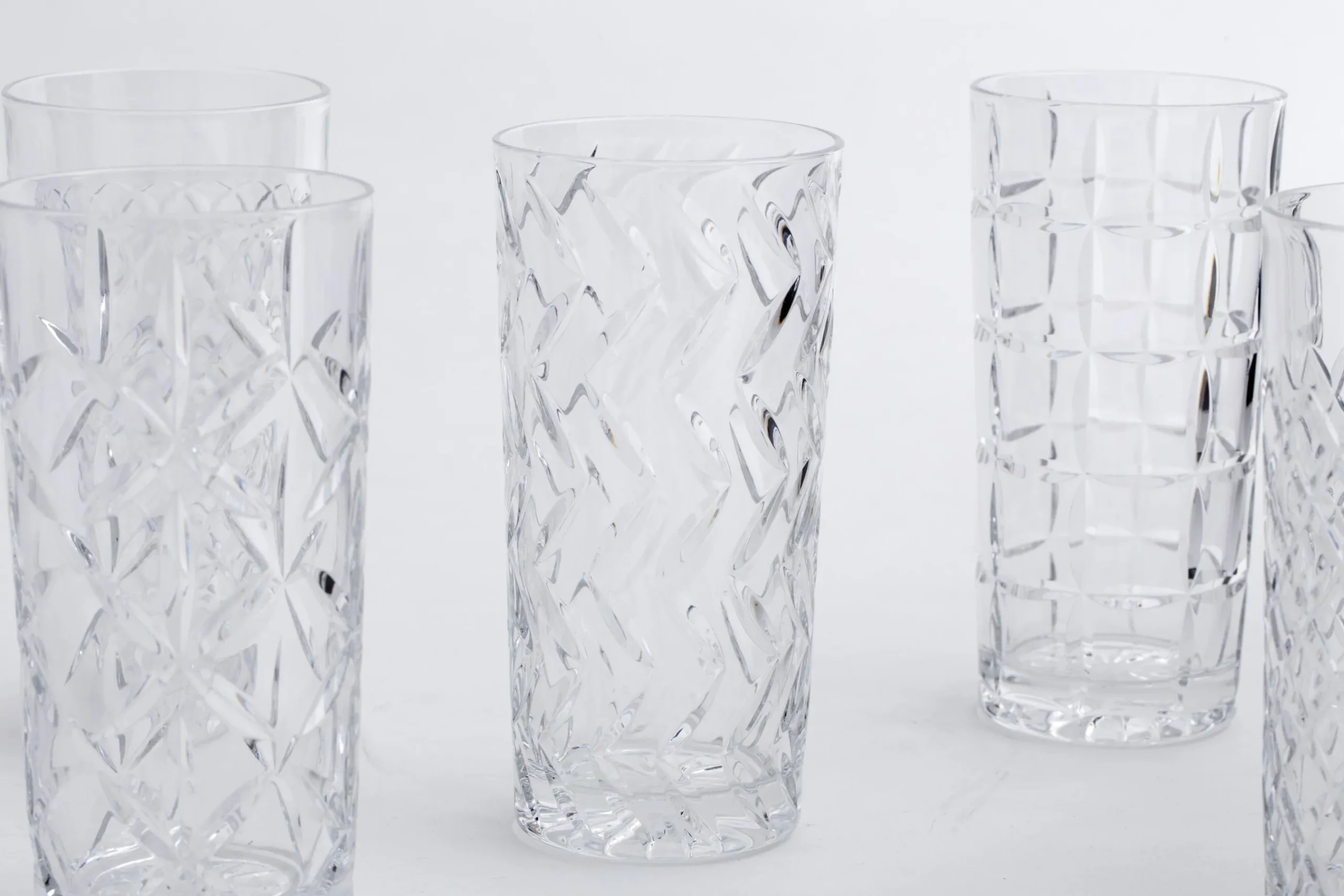 Flamant Bogart, Hoog Glas, Handgeslepen, Set Van 6