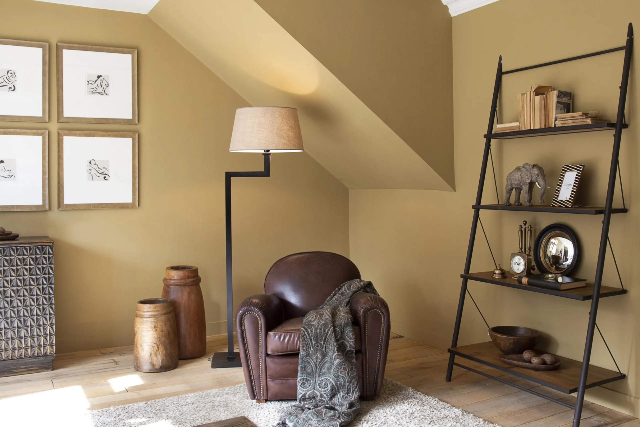 Flamant Burnham, Club Fauteuil, Donkerbruin, Leer