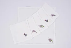 Flamant Lavendel, Servet, Borduurwerk, Set Van 6