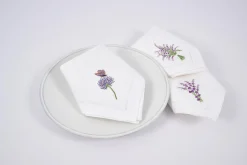 Flamant Lavendel, Servet, Borduurwerk, Set Van 6
