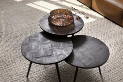 Flamant Robyn, Bijzettafel, Teruggewonnen Teak, Rond, Set Van 3