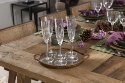 Flamant Togo, Dienblad, Rond, Met Glas, Riet