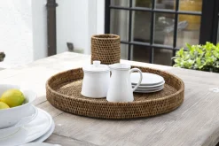 Flamant Togo, Dienblad, Rond, Riet, 48Cm