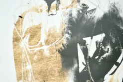 Flamant Zwart-Gouden Splash, Kunst Aan De Muur, Model 3